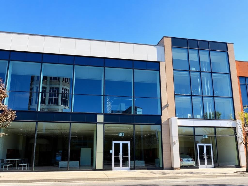 Commercial building with clean glass windows